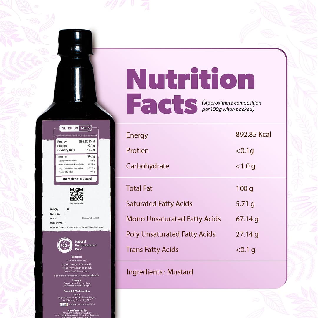 Tailam_Woodpressed_coldpressed_Nutrition_facts_Mustard_oil_1ltr